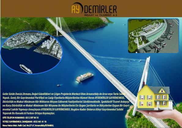 Yeni İstanbulun Gözdesi Arnavutköyde Yatırıma Uygun Arsalar