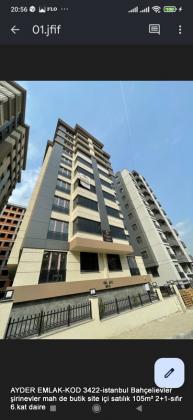 istanbul Bahçelievler şirinevler mah de butik site içi satılık 105m² 2+1-sıfır 6.kat daire