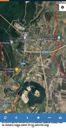 istanbul çatalca subaşı mah de otobana cephe satılık 231m² yatırımlık arsa