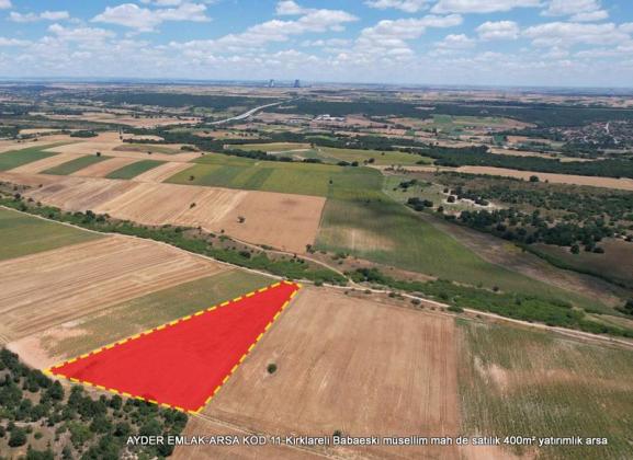 Kırklareli Babaeski müsellim mah de satılık 400m² yatırımlık arsa