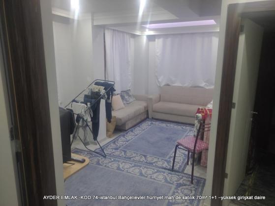 istanbul Bahçelievler hürriyet mah de satılık 70m² 1+1 –yüksek girişkat daire
