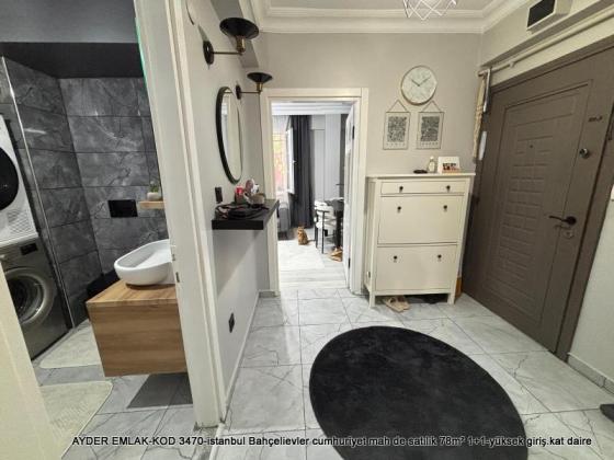 Bahçelievler cumhuriyet mah de satılık 78m² 1+1-yüksek giriş.kat daire
